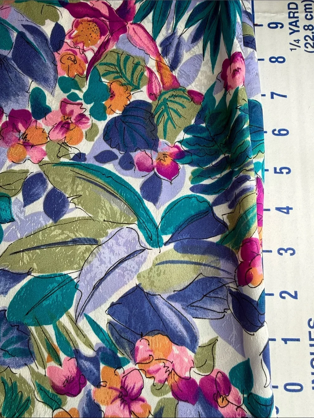 Vintage 1990 Hi-Fashion Fabrics Tropical Floral Slinky Jacquard 2 1/4 Yds